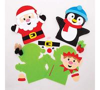 Baker Ross Kits de Couture marionnettes à Main de Noël (Paquet de 4) - Loisirs créatifs de Noël pour Enfants