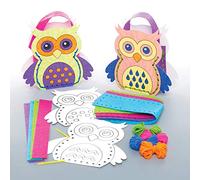 Baker Ross Kits de Couture Sac à Main Hibou à colorier (Paquet de 4) - Loisirs créatifs pour Enfants