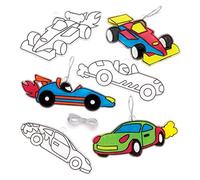 Baker Ross Kits de décorations Attrape-Soleil Voitures de Course (Lot de 8) Kits de décorations à Effet vitrail Que Les Enfants pourront décorer et Exposer