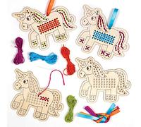 Baker Ross Kits de décorations Licorne au Point de Croix (Paquet de 5) - Loisirs créatifs pour Enfants AT317, Bleu