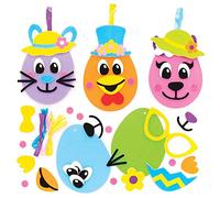 Baker Ross Kits de décorations œufs de Pâques visages amusants à assortir (Paquet de 8) - Loisirs créatifs de Pâques pour enfants