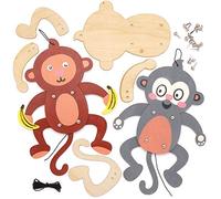 Baker Ross Kits de marionnettes singes en bois (Paquet de 4) -Loisirs créatifs à thème pour enfants