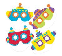 Baker Ross Kits de Masques Robot en Mousse (Lot de 8) - Assortiment de Masques Robots colorés Que Les Enfants pourront Porter Lors des fêtes ou pour Se déguiser. AW653