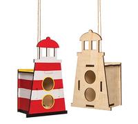 Baker Ross Kits de nichoirs en bois en forme de phare (lot de 2) - Loisirs créatifs et activités de vacances pour enfants AW445