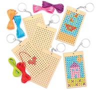 Baker Ross Kits de port-clés au point de croix, Créez votre propre breloque pour vos clés, Les artisanats pour les enfants (pack de 3)