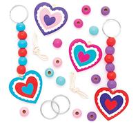 Baker Ross Kits de Porte-clés et Breloques cœurs en Bois pour Sac (Paquet de 4) -Loisirs créatifs de St Valentin pour Enfants, AT358