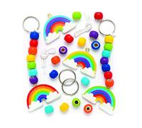 Baker Ross Kits de porte-clés et de breloques pour sac en bois arc-en-ciel que les enfants pourront décorer - Kits d'arts et loisirs créatifs amusants pour enfant (Lot de 4)