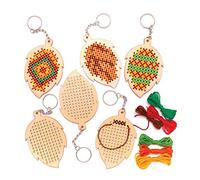 Baker Ross Kits de Porte-clés Feuilles en Bois avec Point de Croix (Paquet de 5) - Loisirs créatifs d'automne et d'hiver pour Enfants