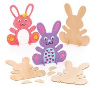 Baker Ross Lapins en bois à poser en bois (lot de 6) - sur le thème de Pques que les enfants pourront décorer et exposer AR974