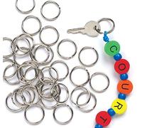 Baker Ross Lot de 100 Anneaux Métal pour Clef - Idéal pour confection de Porte clefs et pampilles, Silver