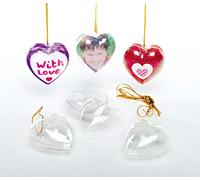 Baker Ross Lot de 12 Boules de Noël en Forme de Cœur Transparent