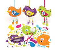 Baker Ross Lot de 3 kits de couture pour enfants Motif oiseaux au printemps, AW305, Couleurs Assorties