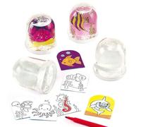 Baker Ross Lot de 4 Boules à Neige avec Insert pour colorier « Animaux de la mer » - pour Loisirs créatifs pour Enfants - Idée Cadeau