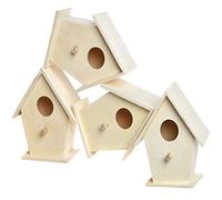 Baker Ross Lot de 4 Mini Nichoirs en Bois pour Enfants, Décoration, Loisirs Créatifs