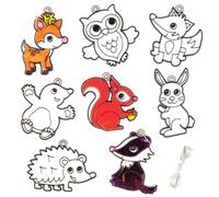 Baker Ross Lot de 6 Décorations en Forme de Animaux de La Forêt avec Effet Verre Coloré pour La Peinture et La Décoration des Enfants