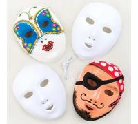Baker Ross Lot de 8 Masques Blancs à colorier - Idéal pour le Carnaval, Blanc
