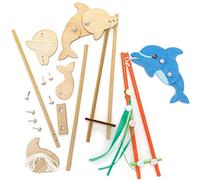 Baker Ross Marionnettes en Bois Mobile en forme de Dauphin - Lot de 3, Jouets en Bois (FE237)