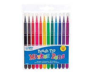Baker Ross Marqueurs à pointe pinceau (lot de 12) - Matériel créatif pour loisirs et enfants