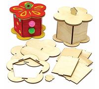 Baker Ross Petite Boite en Bois en forme de Fleurs - Lot de 3, Loisir Creatif Enfant (FC736)