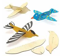 Baker Ross Planeur Enfant en Bois motif Oiseau - Lot de 8, Activités Manuelles Enfant (FC704)