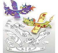 Baker Ross Planeurs dragons à colorier (paquet de 10) - Loisirs créatifs à thème pour enfants