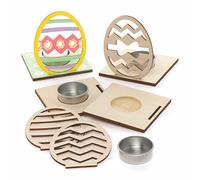 Baker Ross Porte Bougies en Bois motif Oeufs de Pâques - Lot de 4, Activités Manuelles pour Enfants (AX806) Assortis