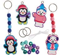 Baker Ross Porte Clef Bois a Decorer motif Pingouin et Ours Polaires - Lot de 4, Activites Manuelles pour Enfants (FX352)