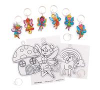 Baker Ross Porte Clés Super Rétractables motif Fées - Lot de 8, Porte Clef à Colorier pour les Enfants (AX925)