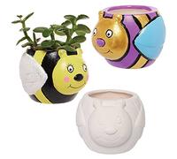 Baker Ross Pots de Fleurs en Céramique motif Bourdon - Lot de 3, Activites Manuelles pour les Enfants (FC788)