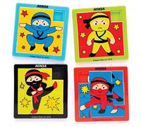 Baker Ross Puzzles à faire glisser ninjas (lot de 4) - Parfaits pour les pochettes-surprises ou comme cadeau pour les enfants.
