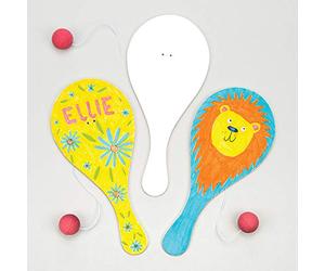 Baker Ross Raquette avec Balle à Décorer - Lot de 6, Jokari Jeu de Raquette Enfant (E891)