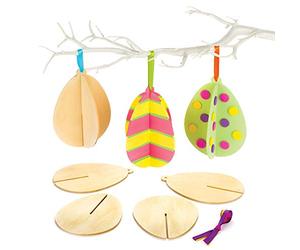 Baker Ross Œufs de Pâques 3D en bois - Parfaits pour les pochettes-surprises spécial Pâques/printemps ou les cadeaux pour enfants (Lot de 6)