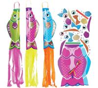 Baker Ross VC101 Kits de décoration Fish Hanging Windsock - Lot de 4, bricolages colorés en forme de poissons pour manches à air