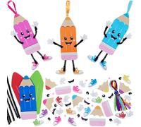 Baker Ross VC109 Kits de décoration Mix & Match pour crayons - Lot de 8, bricolages en mousse à suspendre en forme de crayons