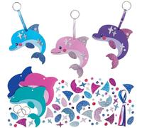 Baker Ross VC145 Kits de porte-clés et de pendentifs pour sac Dauphin - Lot de 6, breloques en mousse en forme de dauphin