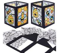 Baker Ross VC149 Kits de bougeoirs en nid d'abeille à colorier - Lot de 5, Kits de lanternes en Forme d'abeille