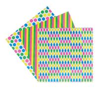Baker Ross VC196 Papier imprimé fluo 90 g/m² - Lot de 30, papier de bricolage à motifs fluo