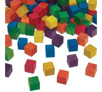 Baker Ross VC200 Mini cubes en bois colorés - Lot de 72, petits cubes de loisirs créatifs colorés