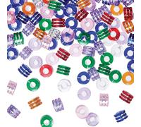 Baker Ross VC213 Perles pony à rayures métalliques - Lot de 100, perles de bricolage à rayures métalliques