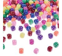 Baker Ross VC224 Perles en forme de dés colorées - Lot de 100, perles de bricolage en forme de dés