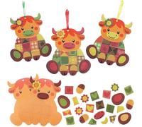 Baker Ross VC308 Kits de décoration « vache des Highlands » en patchwork d'automne, lot de 5, bricolage de vache d'automne