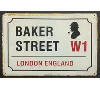 Baker Street W1 Grand panneau de rue rétro en métal Londres Décoration d'intérieur Plaque décorative rétro 20,3 x 30,5 cm