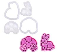 BAKERLOGY Bunny Trails - Mini Set de 2" Emporte-pièce et Tampon - Lapin de Pâques & Lapin Fluffy pour Biscuits de Pâques & Printemps, Cupcakes & Décorations en Fondant