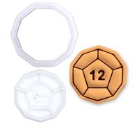 BAKERLOGY Dé D12 Mini Emporte-pièce & Tampon - Embosseur Fondant Dodécaèdre RPG pour Biscuits, Cupcakes, Soirée Jeux, Anniversaire Gamer, Maître du Jeu, Jeux de Société & Fantasy