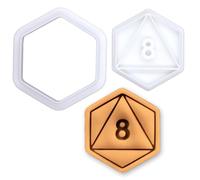 BAKERLOGY Dé D8 Mini Emporte-pièce & Tampon - Embosseur Fondant Octaèdre RPG pour Biscuits, Cupcakes, Soirée Jeux, Anniversaire Gamer, Maître du Jeu, Jeux de Société & Pâtisserie Fantasy