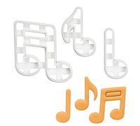 Bakerlogy Emporte-pièce à biscuits Notes de musique 3 pièces, 3D imprimé Blanc Plastique Compatible lave-vaisselle