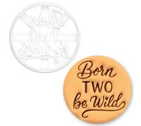 BAKERLOGY Emporte-pièce Born TWO Be Wild - 2e Anniversaire | Biscuits pour les 2 ans, fête sauvage, célébration enfant, thème jungle safari, cake toppers, accessoires photo, cadeaux