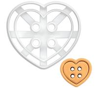 BAKERLOGY Emporte-pièce Bouton Grand Coeur - Conception détaillée d'emporte-pièces pour la pâtisserie et l'artisanat, adaptée au fondant, à la pâte, à l'argile