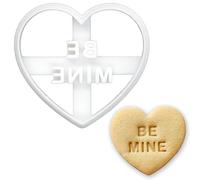 BAKERLOGY Emporte-pièce cœur message « Be Mine » - Design romantique d’amour pour rendez-vous, Saint-Valentin, mariages, fiançailles, anniversaires et biscuits de célébration