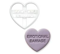 BAKERLOGY Emporte-pièce cœur message « Emotional Damage » - Design mood relatable pour self-care & humour du quotidien, biscuits maison, fondant & décor